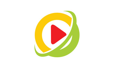 round play icon technology logo