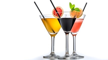 Vibrant Cocktails on Display with Fresh Fruits and Colorful Garnishes