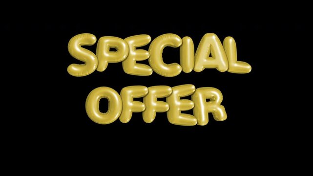 Golden Balloon Letters Announce Special Offer  Attractive Deal Promotion Marketing Sale Discount