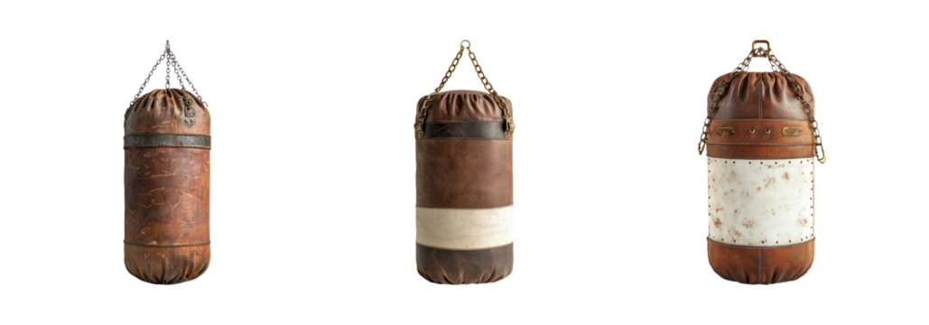 Vintage Heavy Bag Collection on Transparent Background
