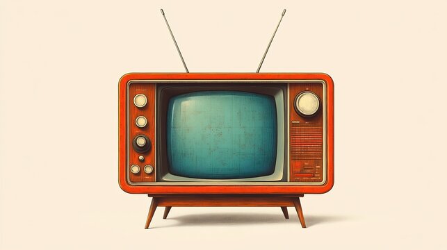 Charming vector illustration of an old school television with antennas and wood panels isolated on white ideal for nostalgic media branding