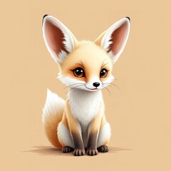 Naklejka premium Cute White Fox with Brown Background in Detail