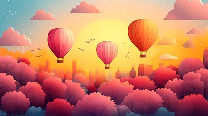 Obraz premium Charming vector illustration of a hot air balloon festival perfect for event promotions