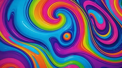 Obraz premium A swirl of neon rainbow colors flows like gooey slime, creating a playful and eye-catching liquid abstract artwork