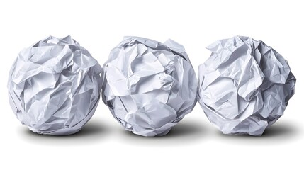 Crumpled Paper Balls on White Background for Office Use and Design