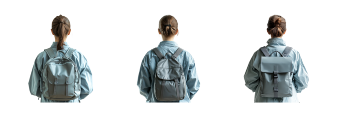 Woman with Backpack on Transparent Background
