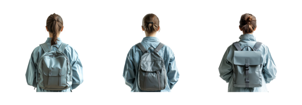 Woman with Backpack on Transparent Background