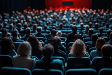 Large audience seated in a theater. Ideal for presentations, events, or cinema concepts.