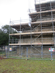 Naklejka premium Weeting Castle, Norfolk, United Kingdom, February 18, 2023. Views from Weeting castle