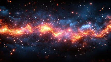 Fototapeta premium Cosmic Stellar Stream with Bright Sparks and Ethereal Blue Clouds