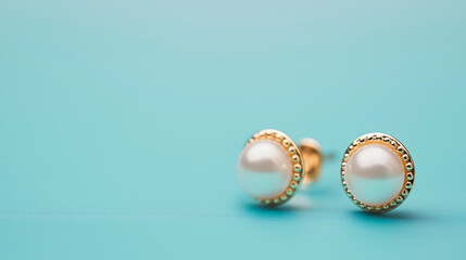 Fototapeta premium golden jewelry earrings gemstone . isolated on green background