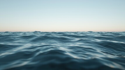 Fototapeta premium Tranquil Ocean Waves Under Clear Sky at Dusk Horizon Line