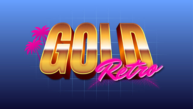 Gold Retro Vintage Text Effect. Luxurious Vintage Typography for Elegant Designs.