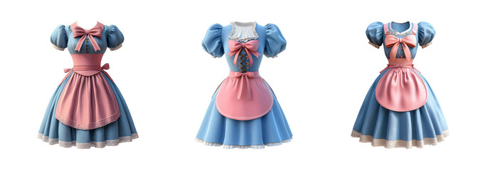 Vintage Dress Set on Transparent Background