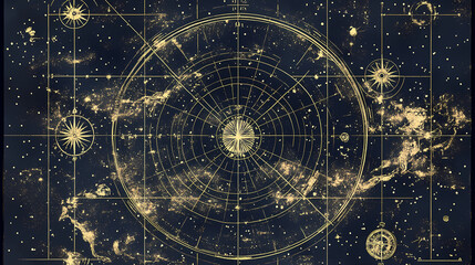 Vintage celestial map with stars hand drawing. Ancient Star Maps. Illustration