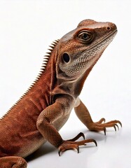 Obraz premium A lizard close up on a white backdrop.