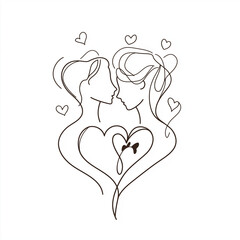 two lovers, surrounded by flowers, abstract style