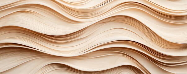 Obraz premium Waves of Curved Paper with Warm Beige Tones and Textured Layers