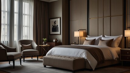 Obraz premium luxury hotel room with bed