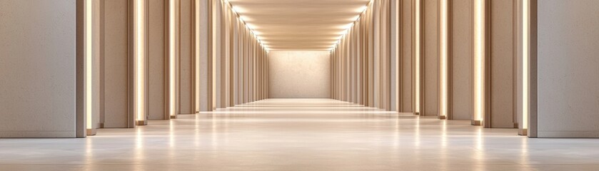 Fototapeta premium Modern Minimalist Hallway Interior with Warm LED Lighting