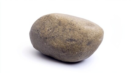 Unique gray stone with smooth surface displayed against a white background for natural texture exploration