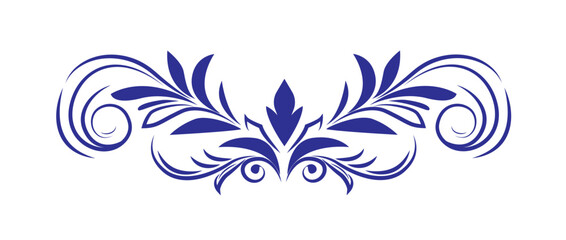 Classic calligraphy swirl. Luxury ornament or vintage ornate frame with floral motif and swashes. Design element for wedding invitation. Hand drawn vector illustration isolated on background