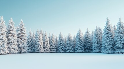Fototapeta premium Serene Winter Landscape with Snow-Covered Evergreen Trees