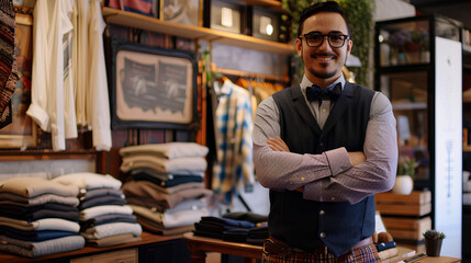 Small business owner in a stylish boutique store
