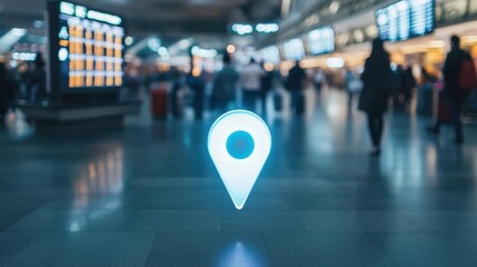 Fototapeta premium Airport Navigation Point for Travelers in Busy Terminal Scene