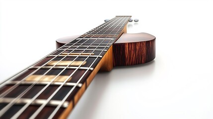 Close up of a guitar neck and strings isolated on a transparent background ideal for music related designs or branding
