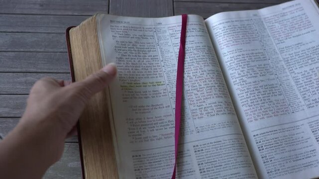 Reading scripture from the book of Matthew chapter 26 of the Holy Bible. Holy Communion passage.