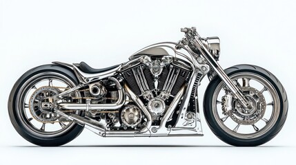 Fototapeta premium A sleek, modern motorcycle showcasing chrome detailing and a unique design.