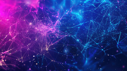 Obraz premium Abstract digital background with glowing connections and neural networks in blue