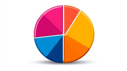 Colorful pie chart icon with three distinct segments isolated on a transparent background great for data visualization or business analytics