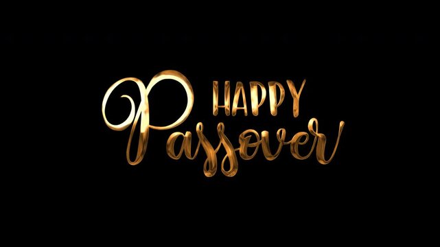 Animated  happy passover in gold lettering, ideal for festive greetings, social media posts, invitations, religious celebrations, and printed materials.