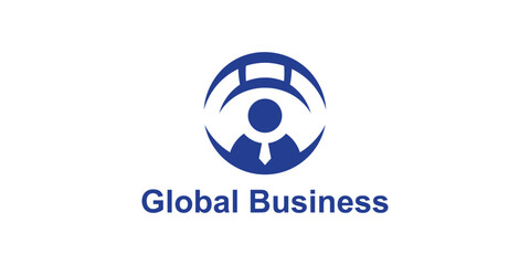 logo design combination of people and global, logo for global business, technology, modern, symbol, icon, idea, creative.