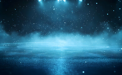 Captivating ice rink arena illuminated by spotlights, creating a dynamic scene for sports events and winter themed designs or exciting graphic projects