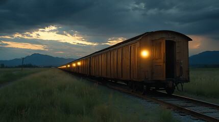 Obraz premium ghostly train lights in the distance