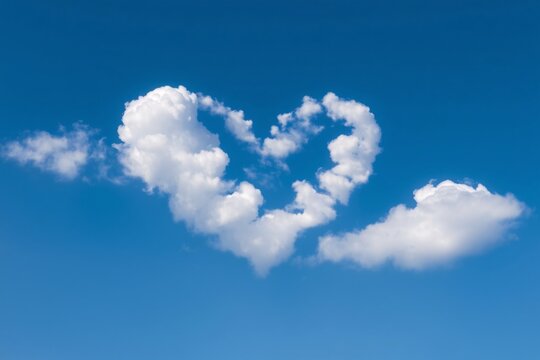 Heart Shaped Cloud in Blue Sky Symbolizing Love