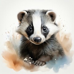 Niedlicher kleiner Dachs, wei&szlig;er Hintergrund