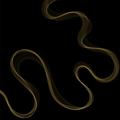 Color light gold on black background. Abstract waves design. Eps 10