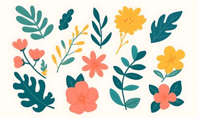 Vector illustration of spring lettering with flowers and leaves isolated on a white background, Generative AI