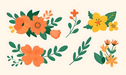 Vector illustration of spring lettering with flowers and leaves isolated on a white background, Generative AI