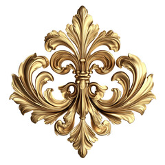  Golden decorative element isolated on transparent background