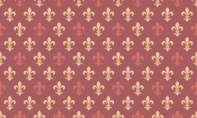 Symmetry 2025 as pattern monarchy. Revival antique queen fleur de lys. Fabric emblem of seamless pattern elegance.