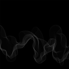 Elegant white lines, smooth wavy patterns on a black background. Eps 10