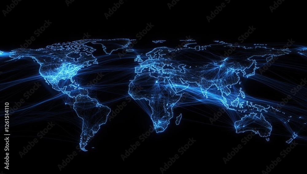 Poster global network: illuminating connections, visualizing worldwide interconnectivity, dynamically showc