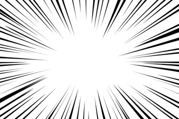 Obraz premium Abstract black and white radial lines converging to a central white space, creating a dynamic and energetic effect.