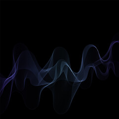 Blue wave on a black background. Abstract vector pattern. Eps 10