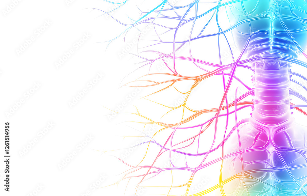 Poster vibrant neural pathways visualization digital art anatomy exploration abstract macro view neural con